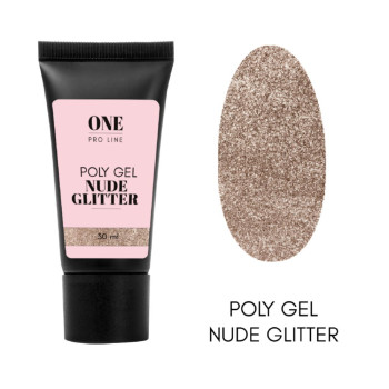 Полігель ONE POLYGEL NUDE GLITTER (tube), 30 ml