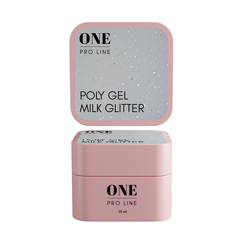 Полігель ONE POLYGEL MILK GLITTER, 15 ml   